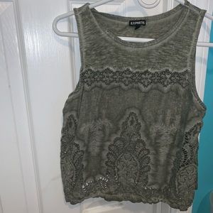 Olive Green Detailed Tank Top